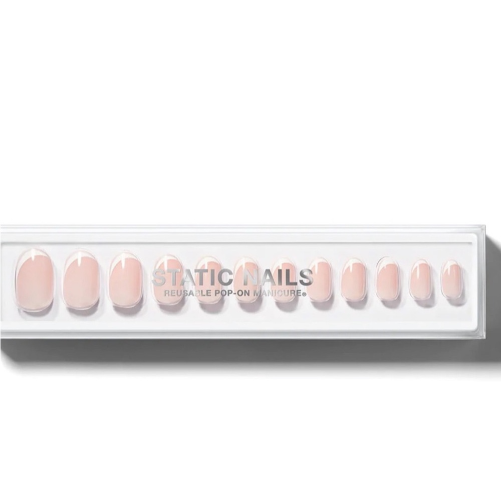 NWT Static Nails Curved French Round Reusable Pop-On Manicures